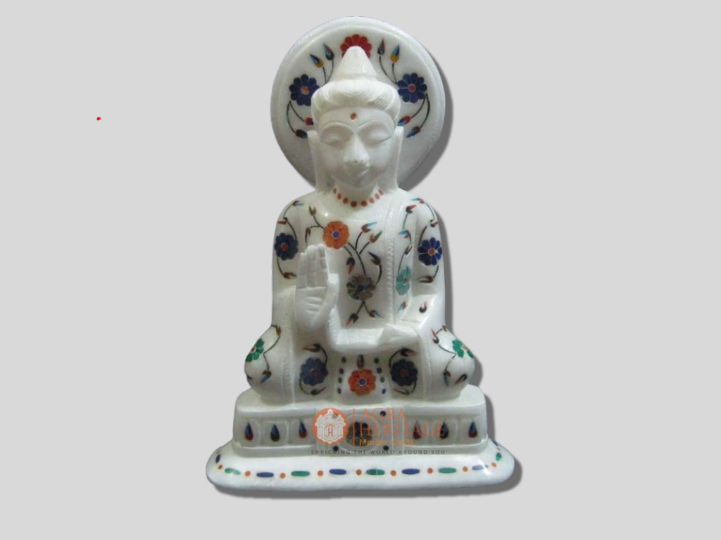 Marble Buddha Semi Precious Inlay Stone Religious Gift